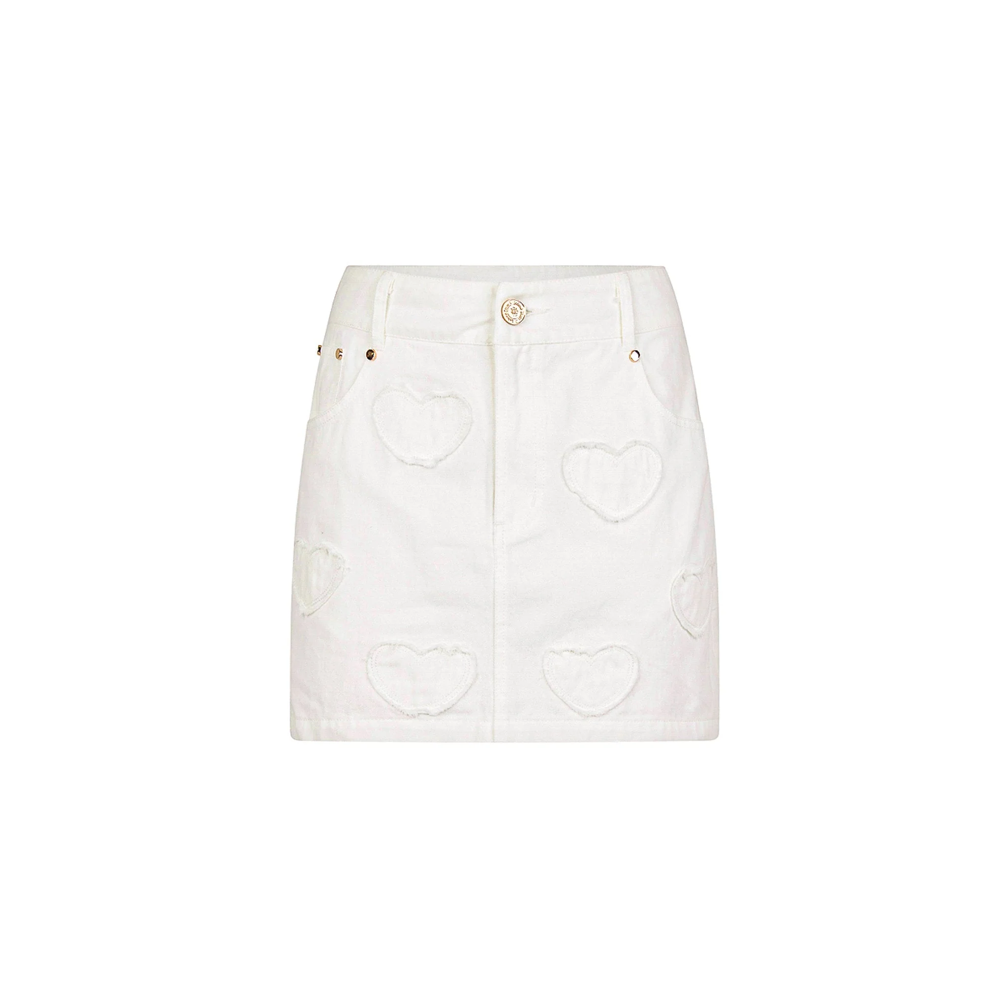 Applique Jean Mini Skirt - Chantilly Denim