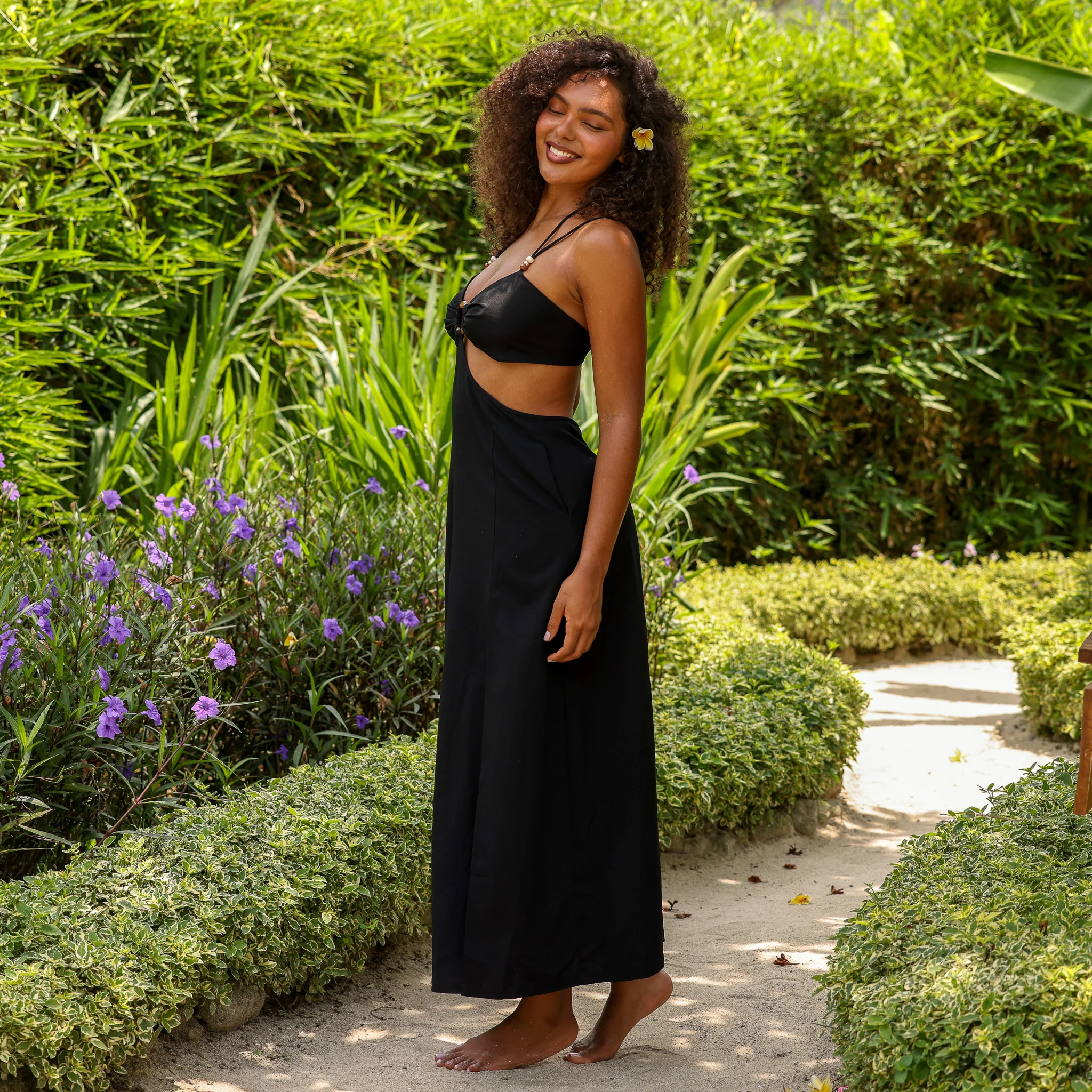 Beaded Cut Out Maxi Dress - Twilight Black - Image 4