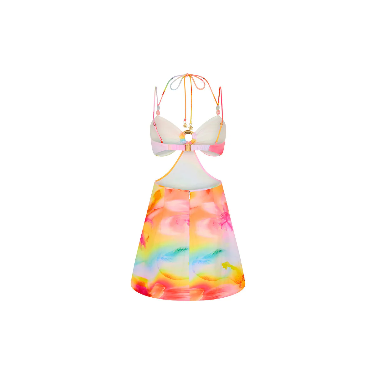 Beaded Cut Out Mini Dress - Frangipani Swirl - Image 10