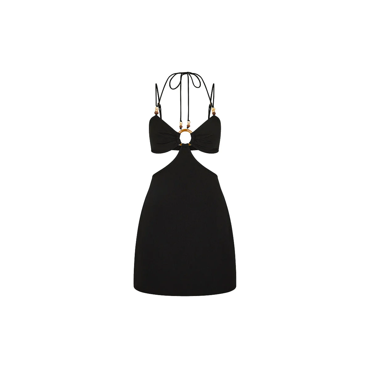 Beaded Cut Out Mini Dress - Twilight Black