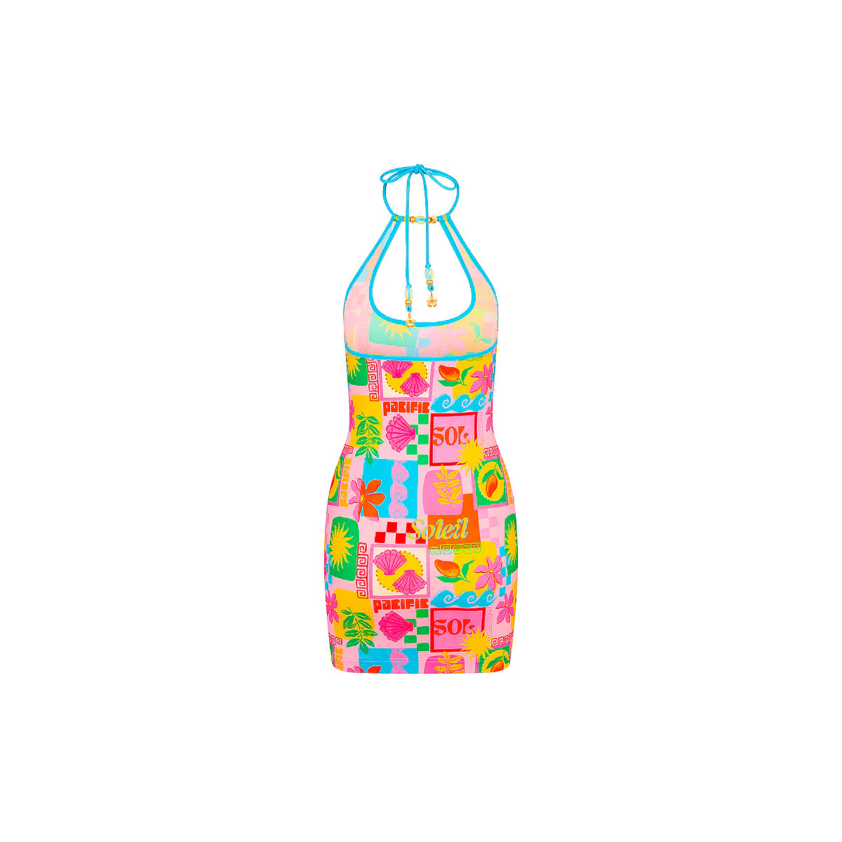 Beaded Halter Mini Dress - Sunkissed Coast - Image 8