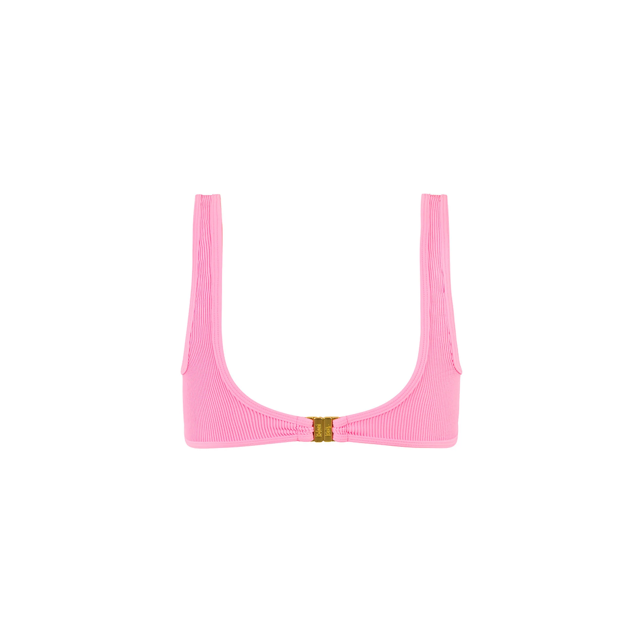 Bind Slim Scoop Bikini Top - Taffy Pink Ribbed - Image 10