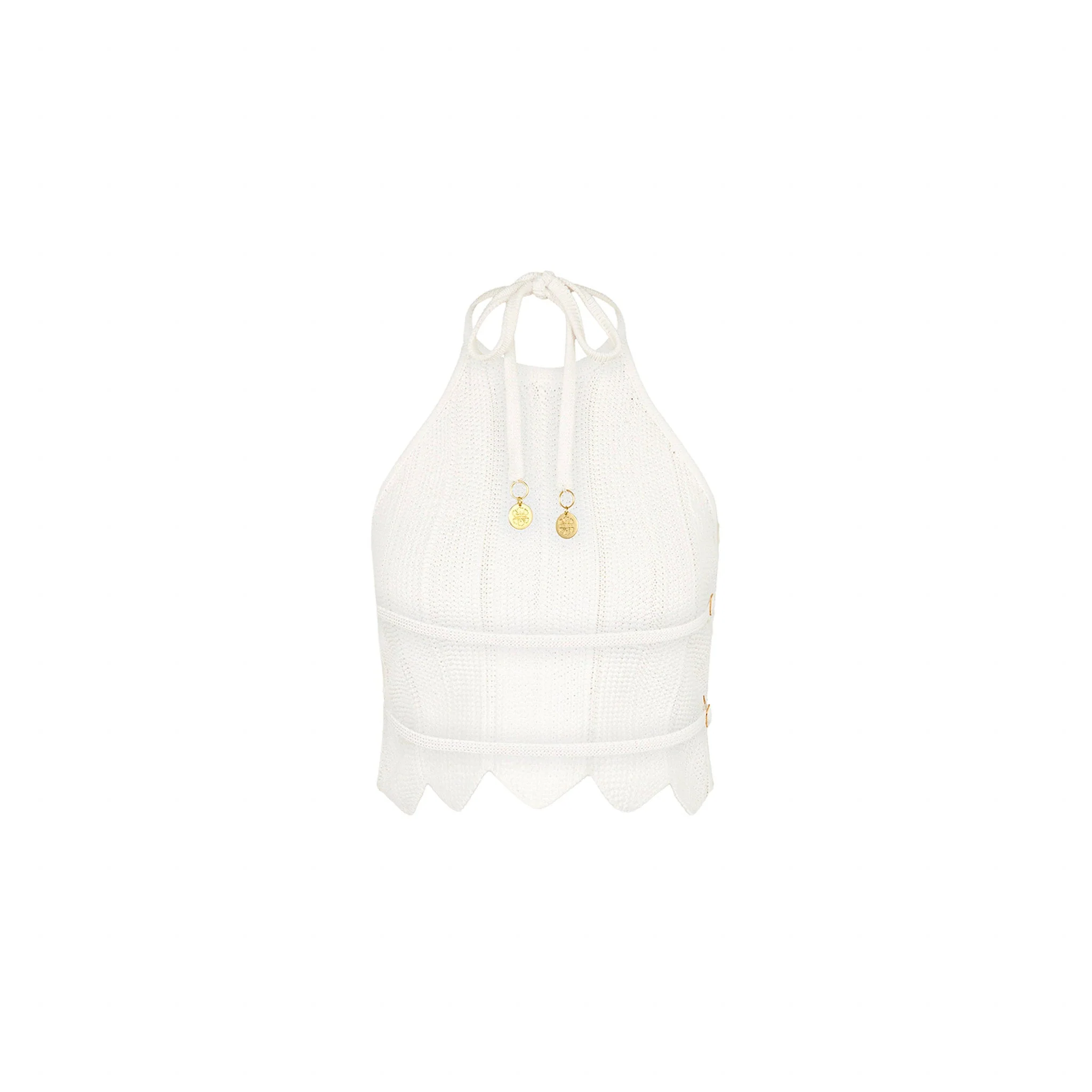 Chevron Knit Halter Crop Top - Whipped White - Image 10