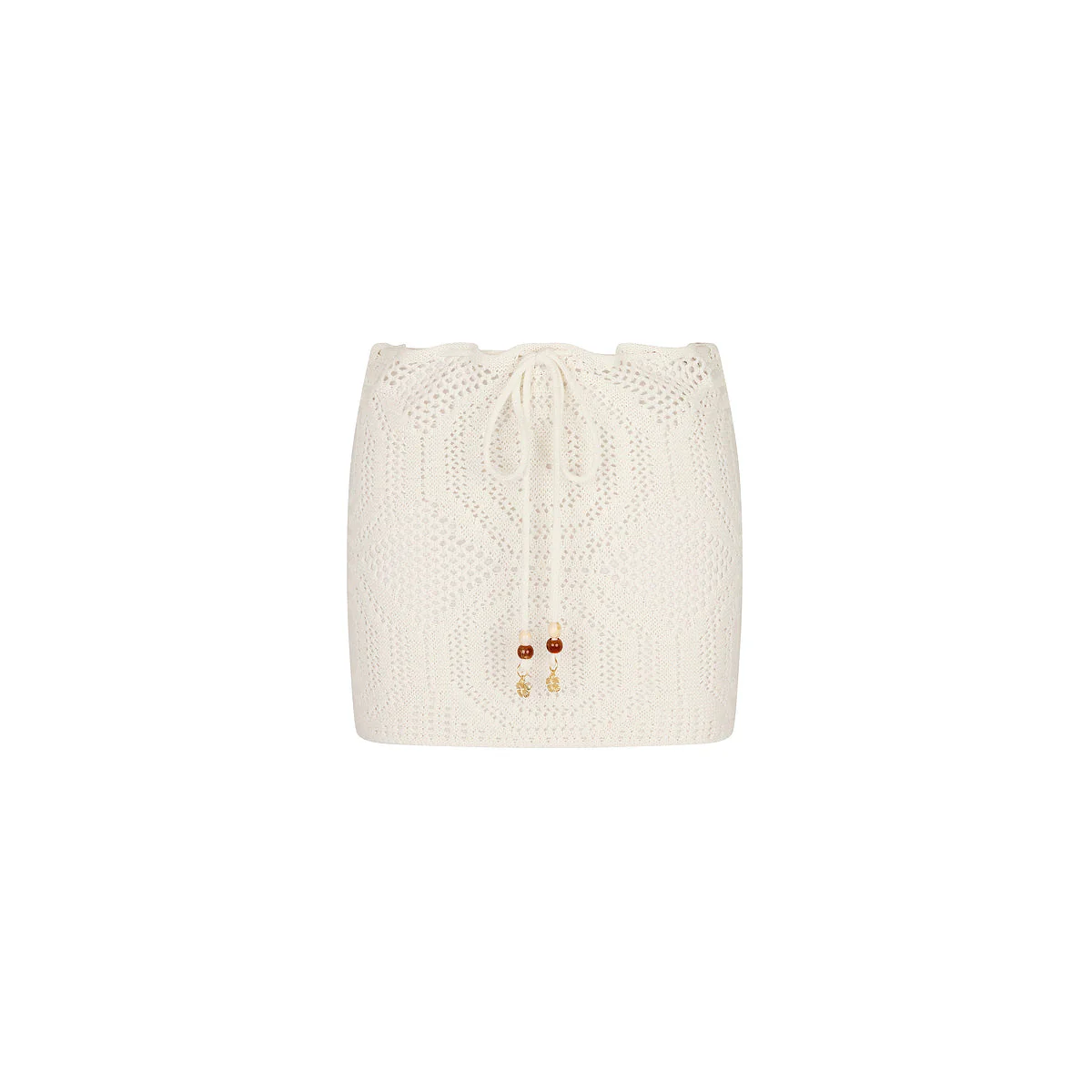 Crochet Lace Knit Mini Skirt - Whipped White