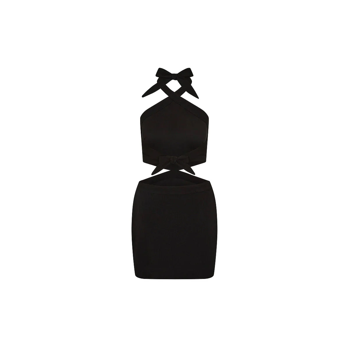 Cut Out Halter Neck Mini Dress - Twilight Black - Image 7