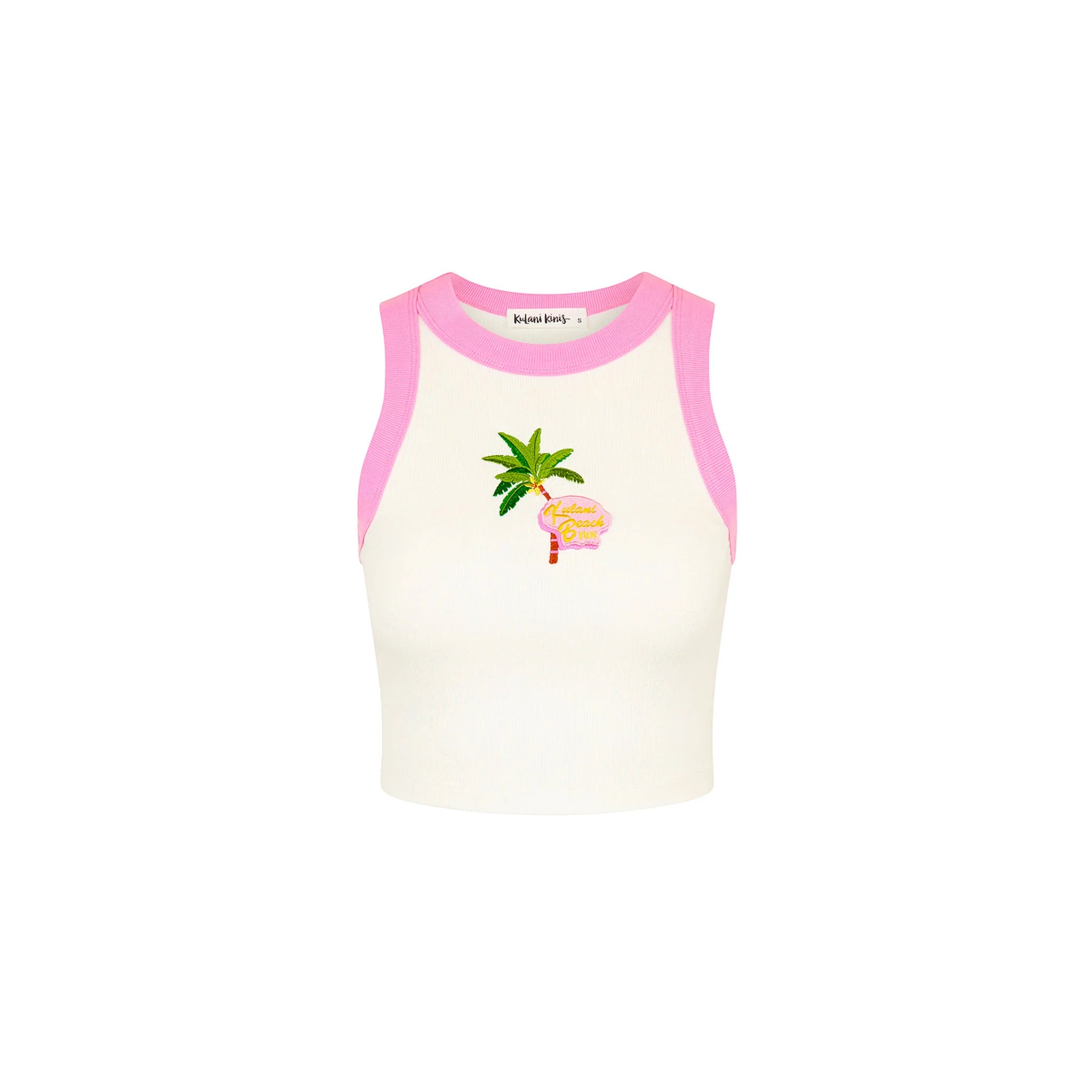 Embroidered Crop Tank Top - Island Rose