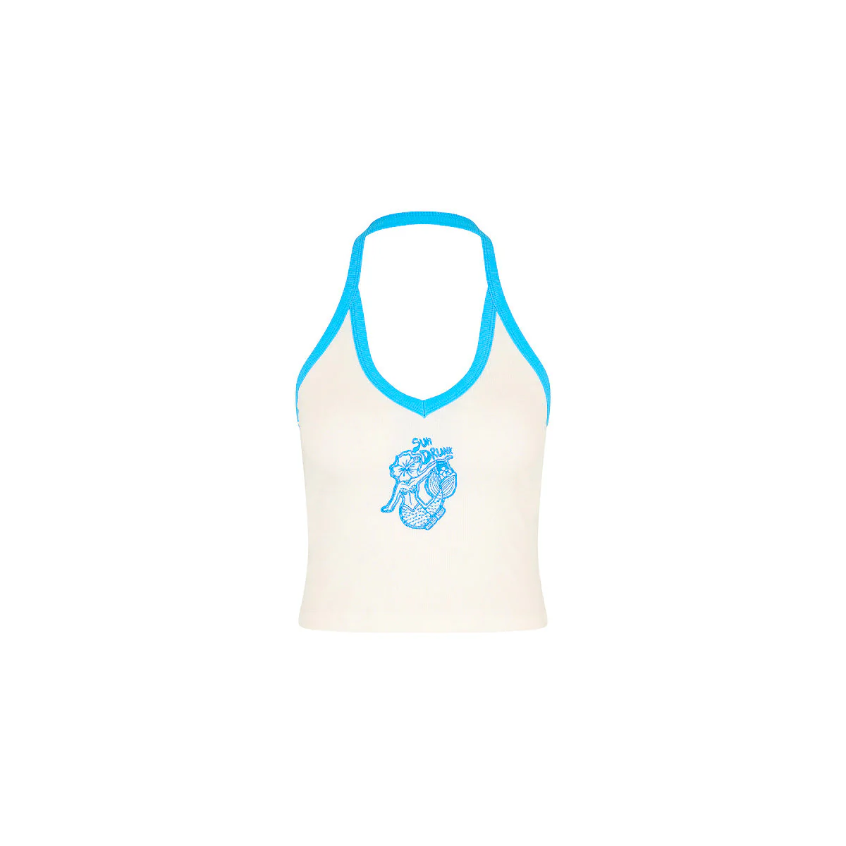Embroidered Dip Halter Tank - Sun Drunk