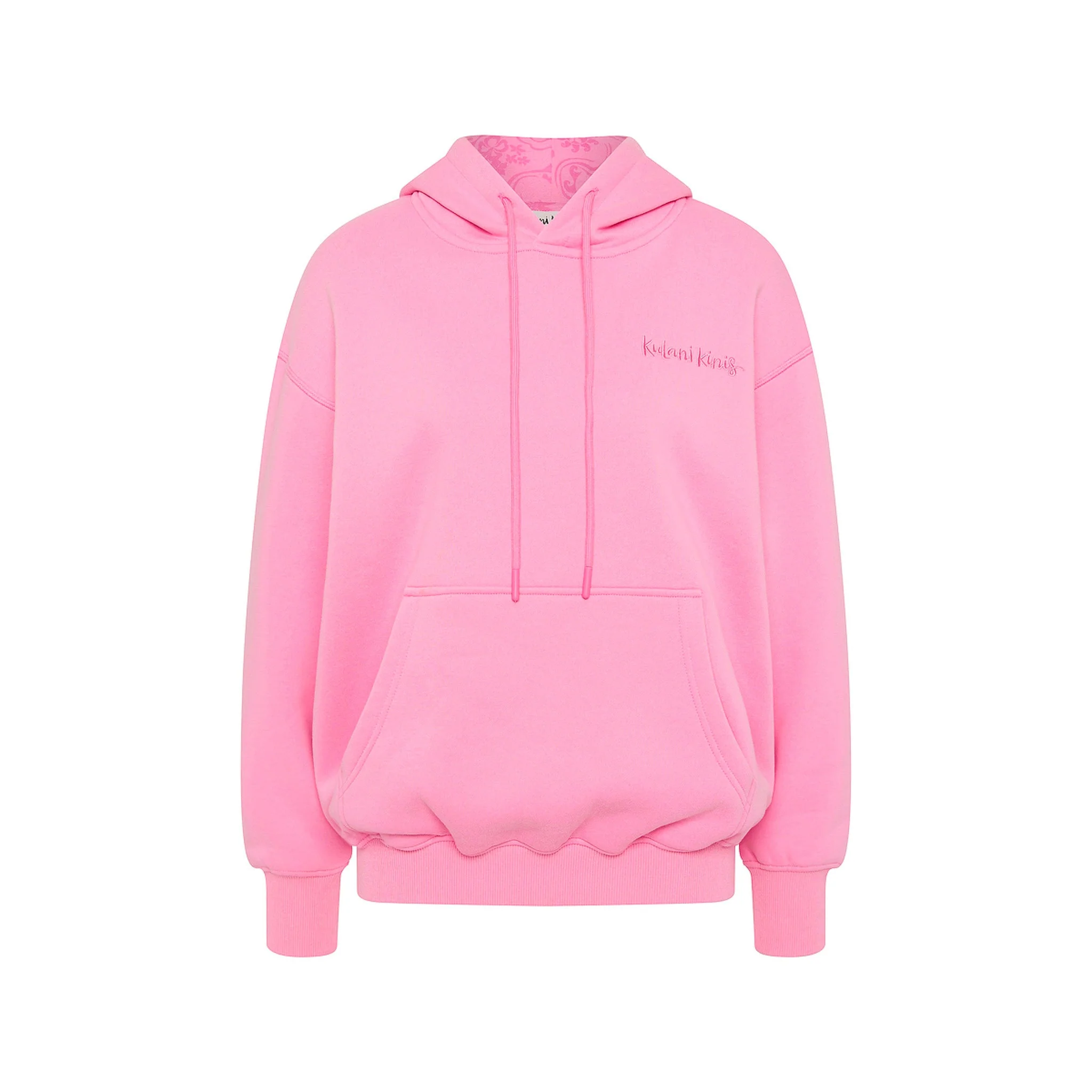 Embroidered Drawstring Hoodie - Powder Puff