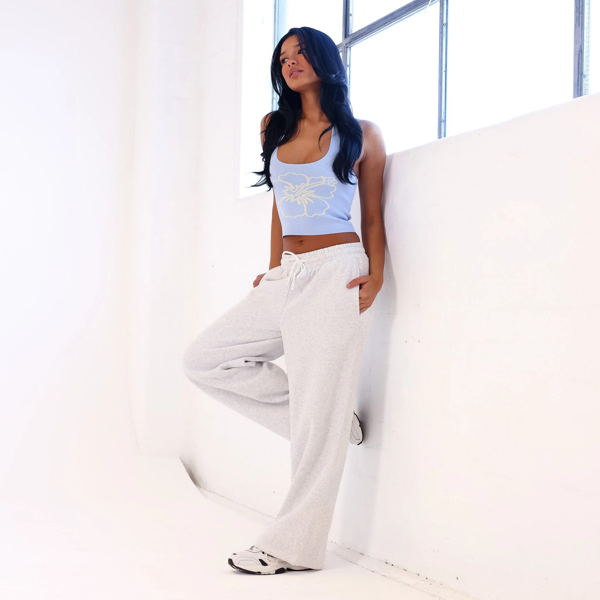 Embroidered Track Pants - Silver Stone - Image 5