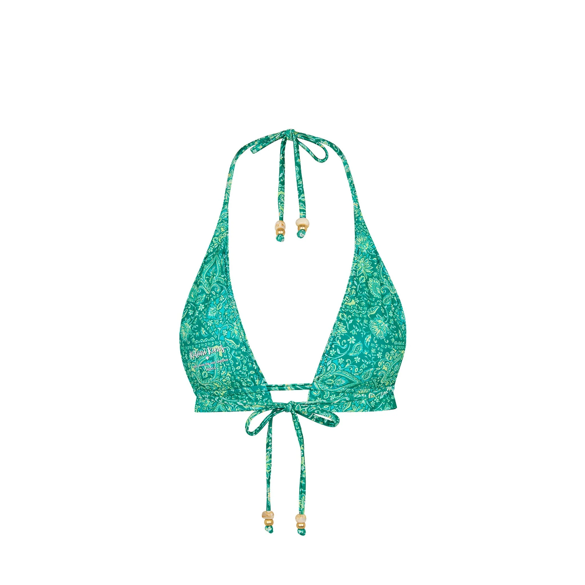 Frill Halter Bralette Bikini Top - Emerald Aura - Image 8
