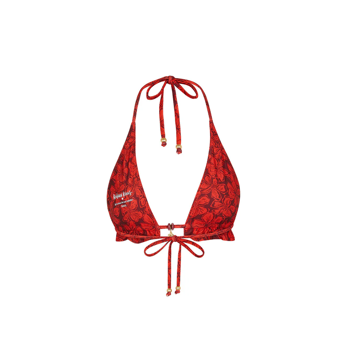 Frill Halter Bralette Bikini Top - Sassy Sangria - Image 10