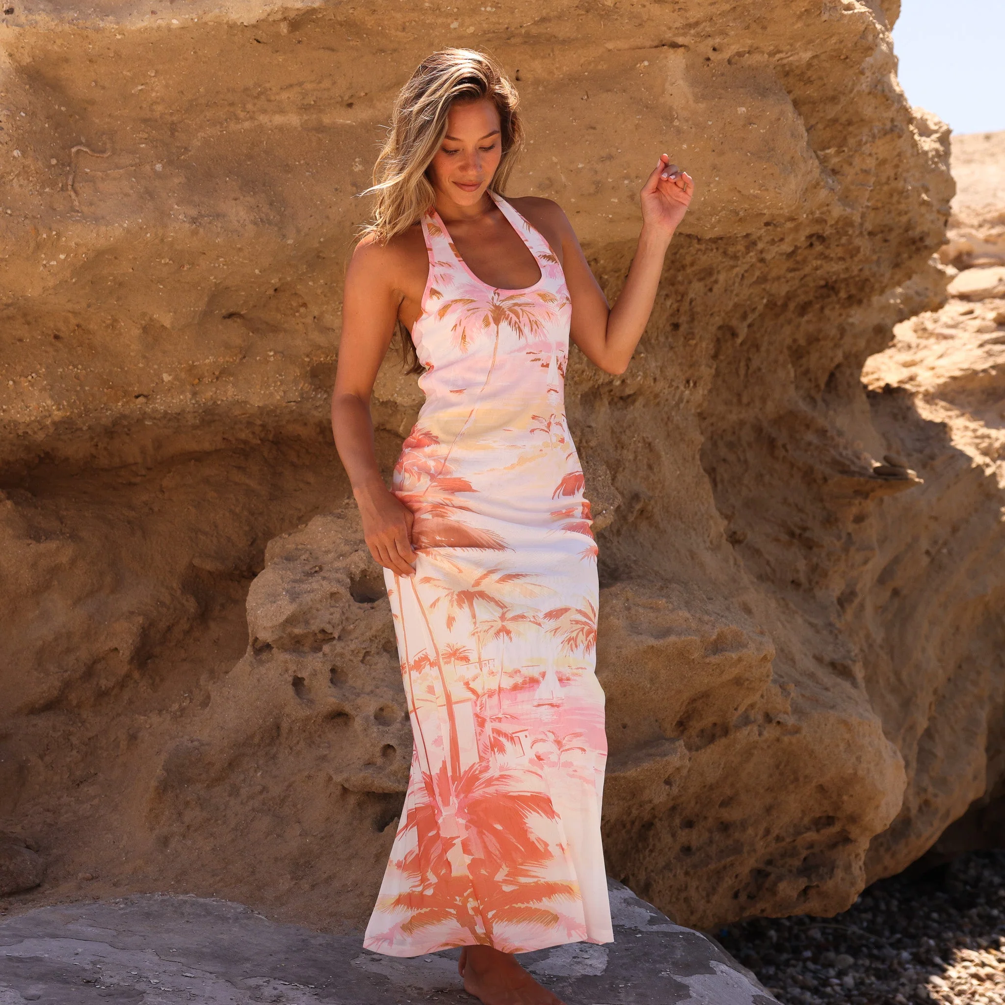 Halter Mesh Maxi Dress - Wild Skies - Image 8