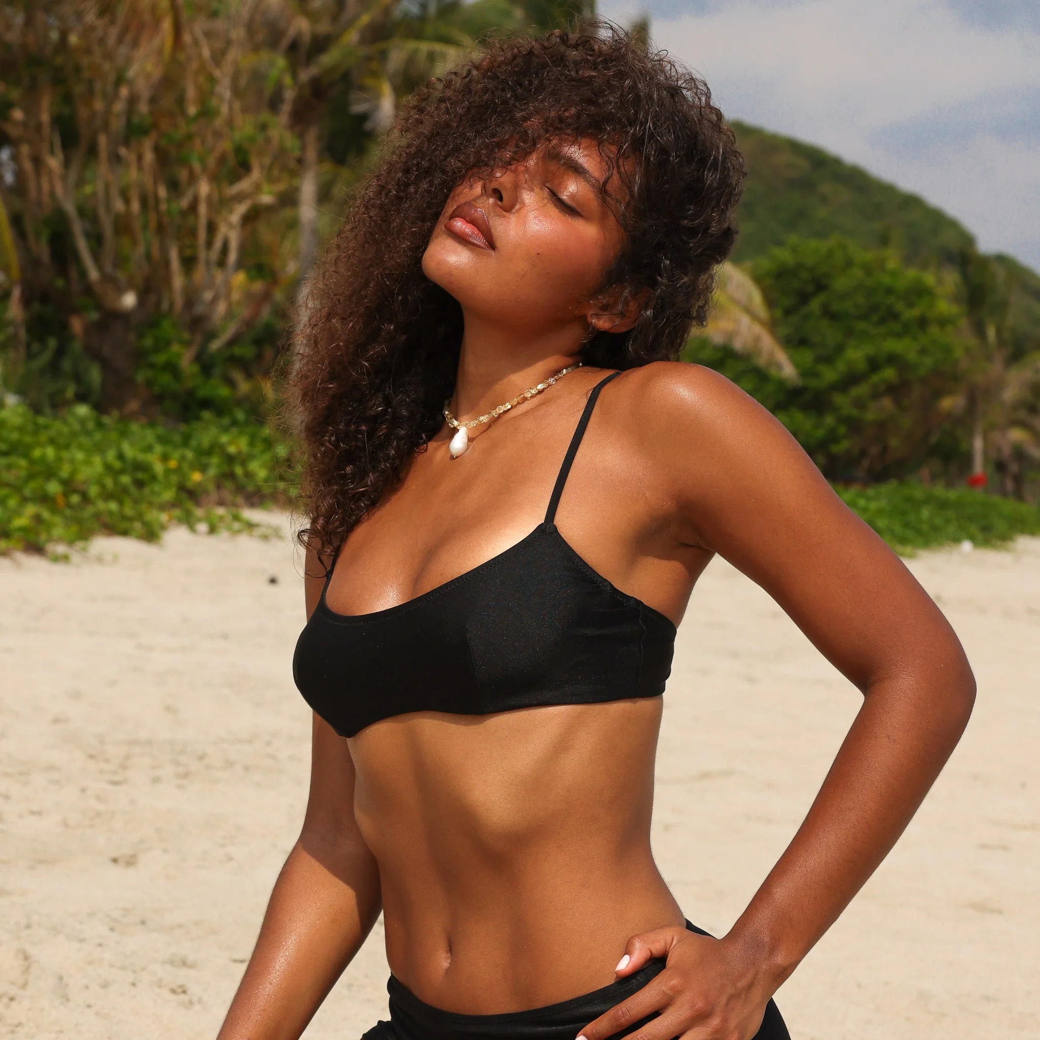 Invisible Underwire Crop Bikini Top - Twilight Black - Image 2