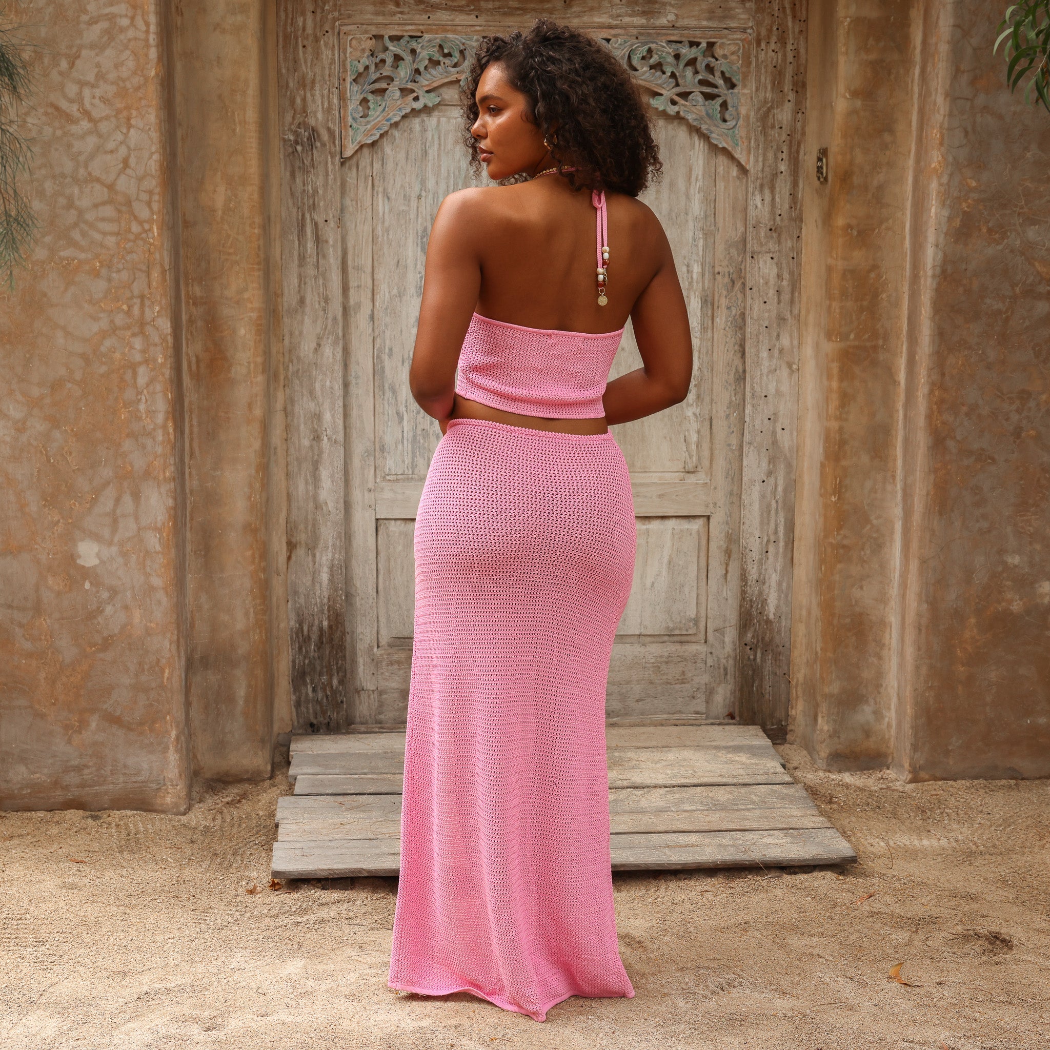 Knit Ring Halter Crop Top - Bubblegum - Image 7