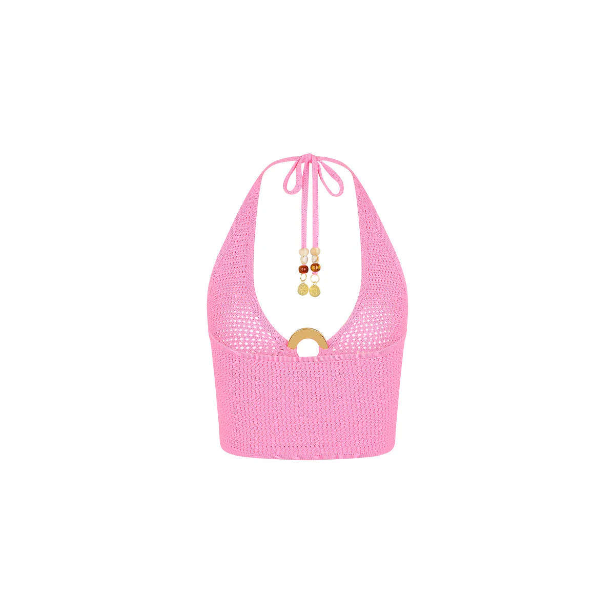 Knit Ring Halter Crop Top - Bubblegum - Image 8