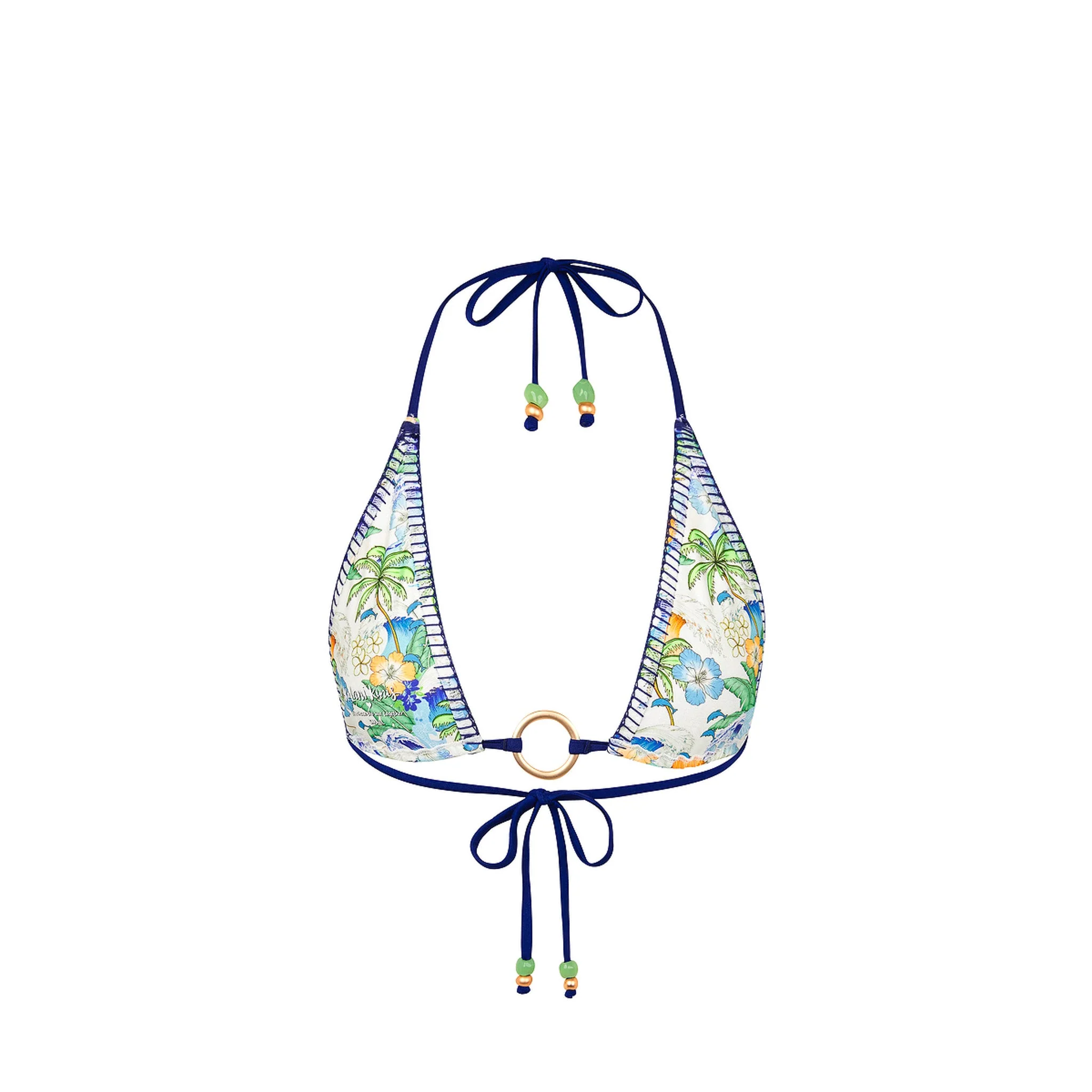 Lace Stitch Ring Halter Bikini Top - Blue Crush - Image 8