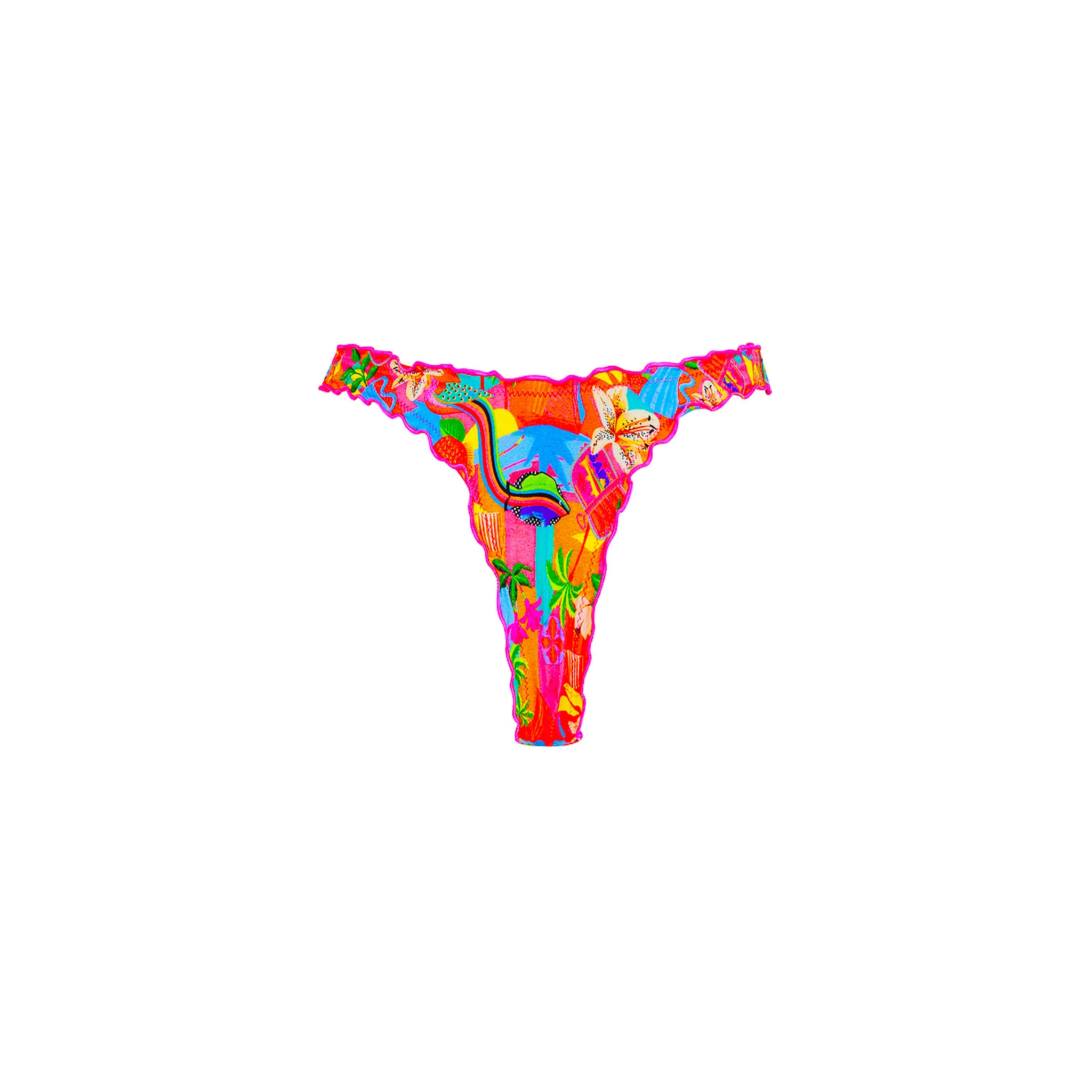 Lettuce Edge Thong Bikini Bottom - Havana Haven - Image 10