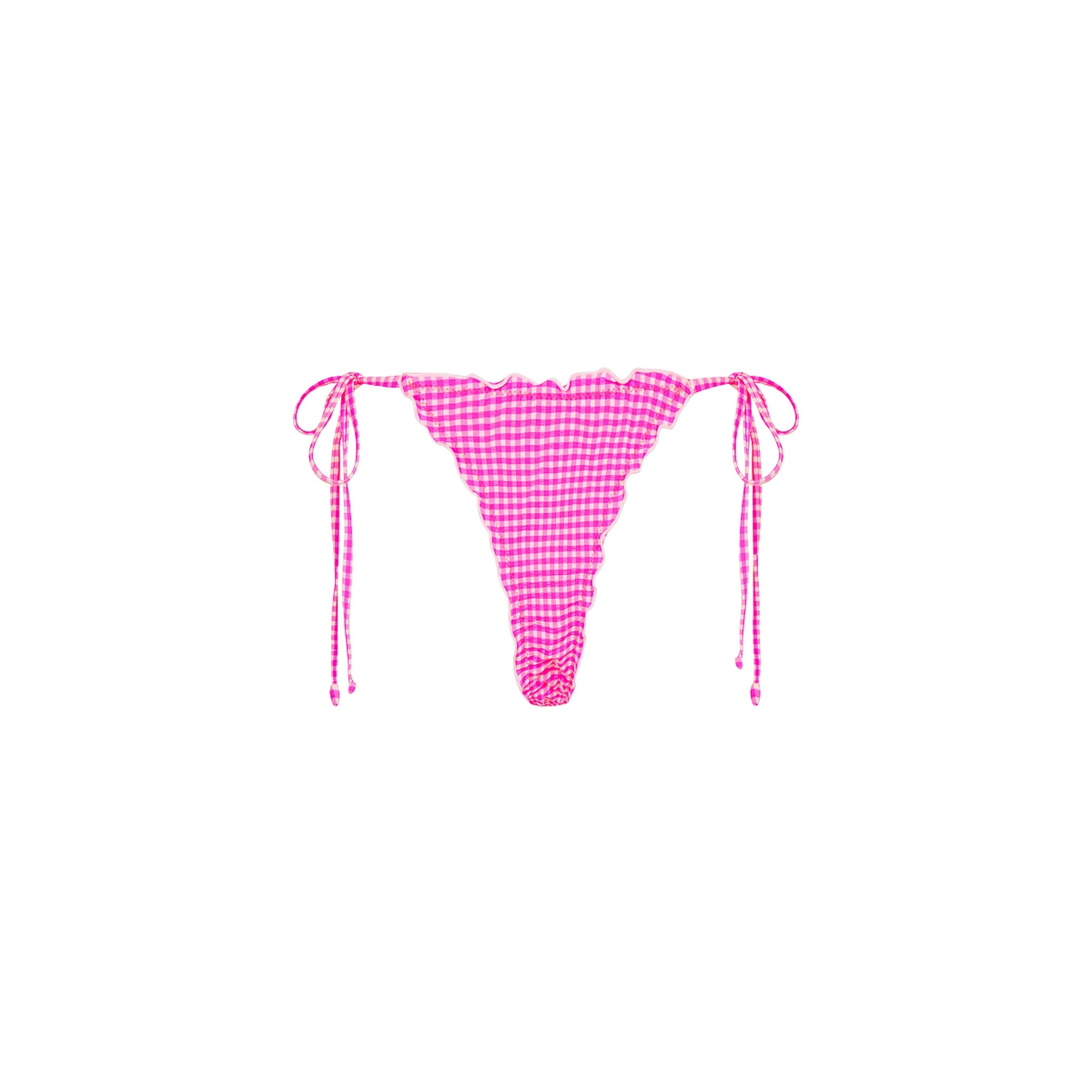 Lettuce Edge Thong Tie Bikini Bottom - Pink Diva - Image 8