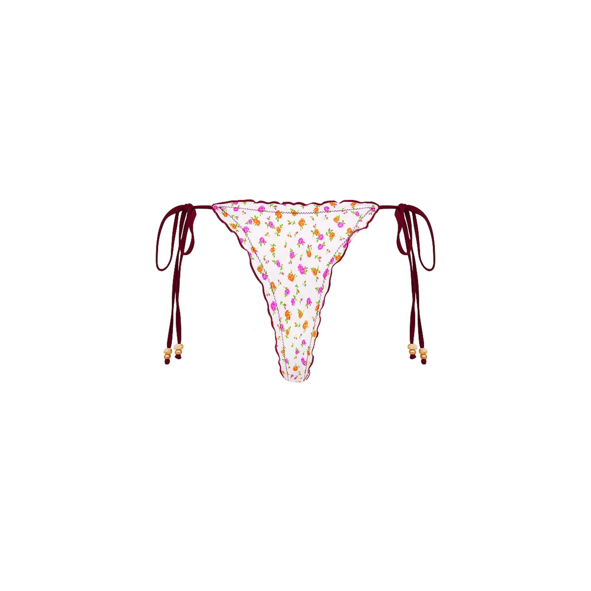 Lettuce Edge Thong Tie Bikini Bottom - Rosie Posie - Image 9
