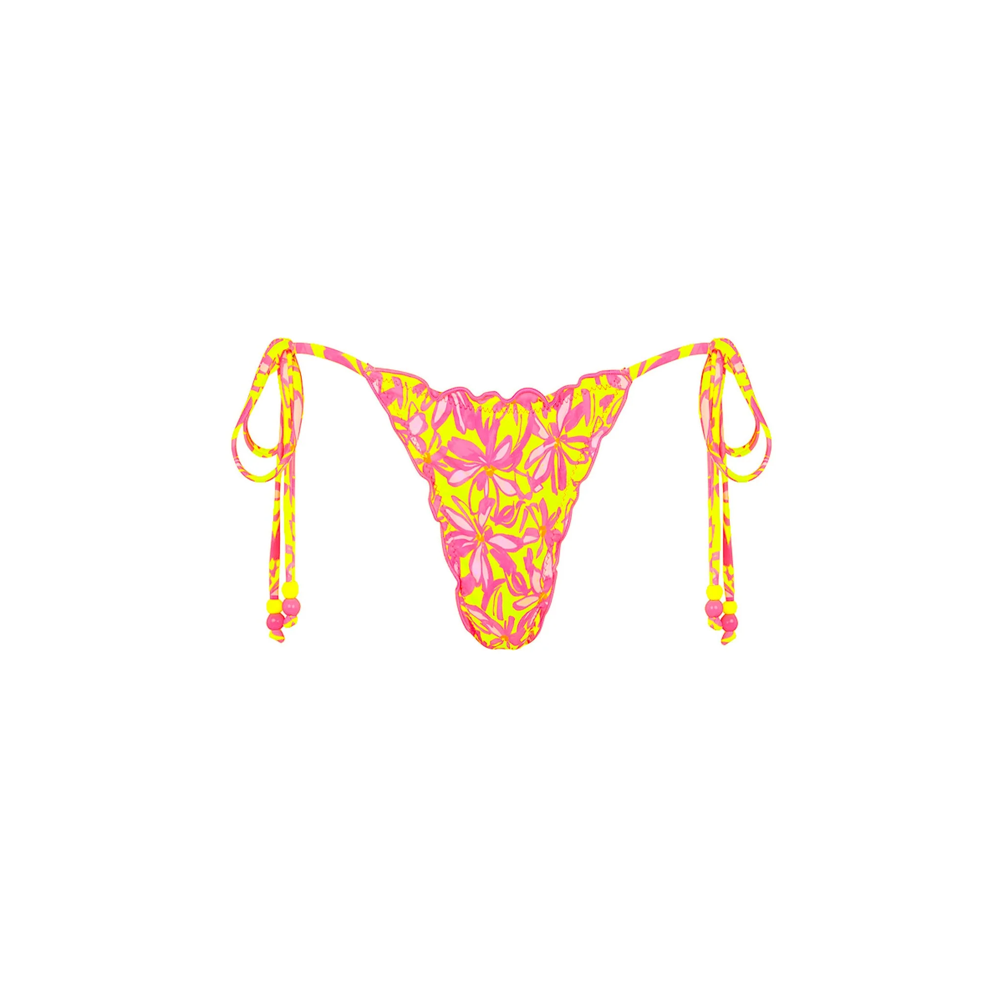 Lettuce Edge Thong Tie Bikini Bottom - Sherbet Skies