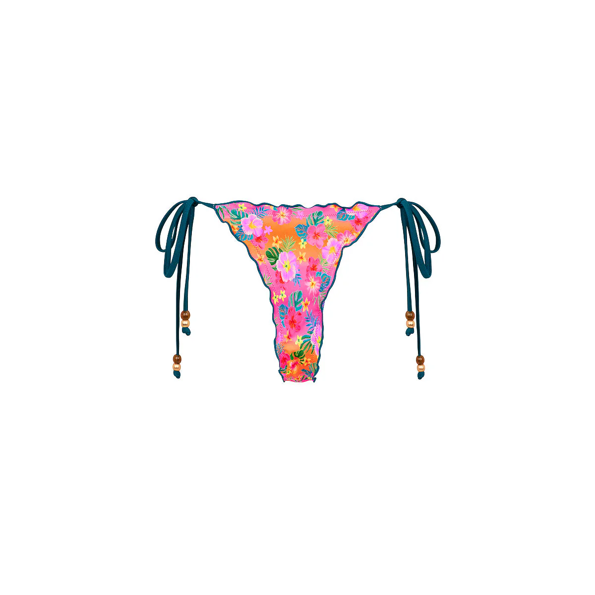 Lettuce Edge Thong Tie Bikini Bottom - Summer Glow - Image 11