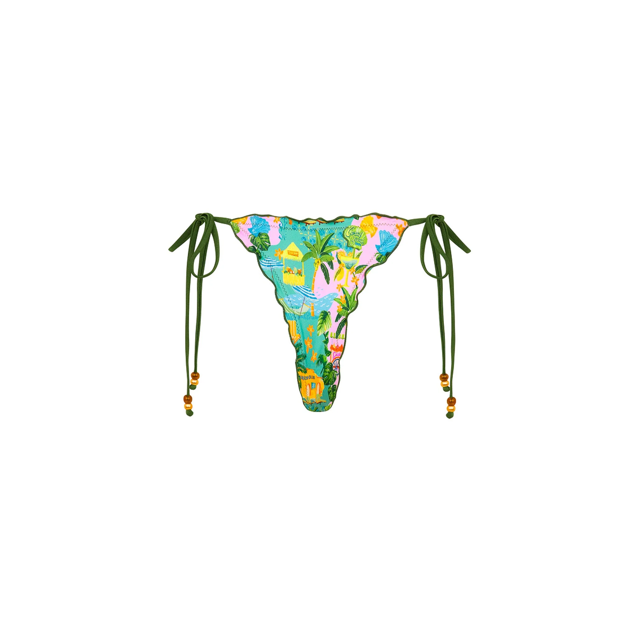 Lettuce Edge Thong Tie Bikini Bottom - Sunlit Spritz - Image 9