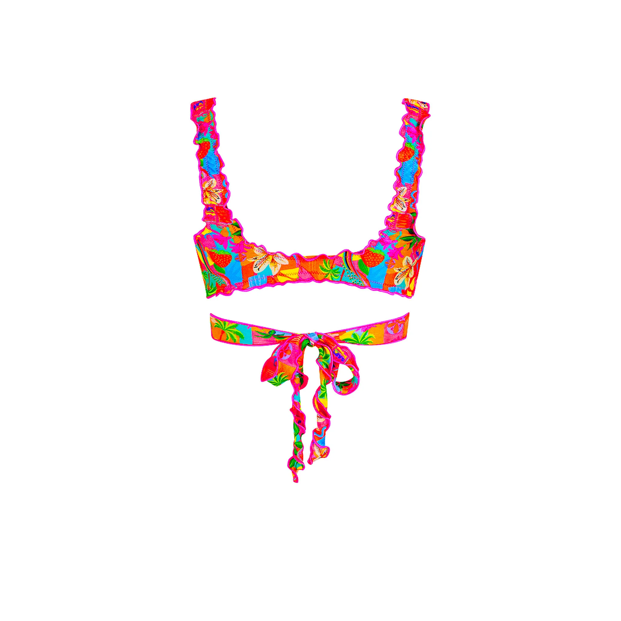 Lettuce Edge Wrap Bikini Top - Havana Haven - Image 10