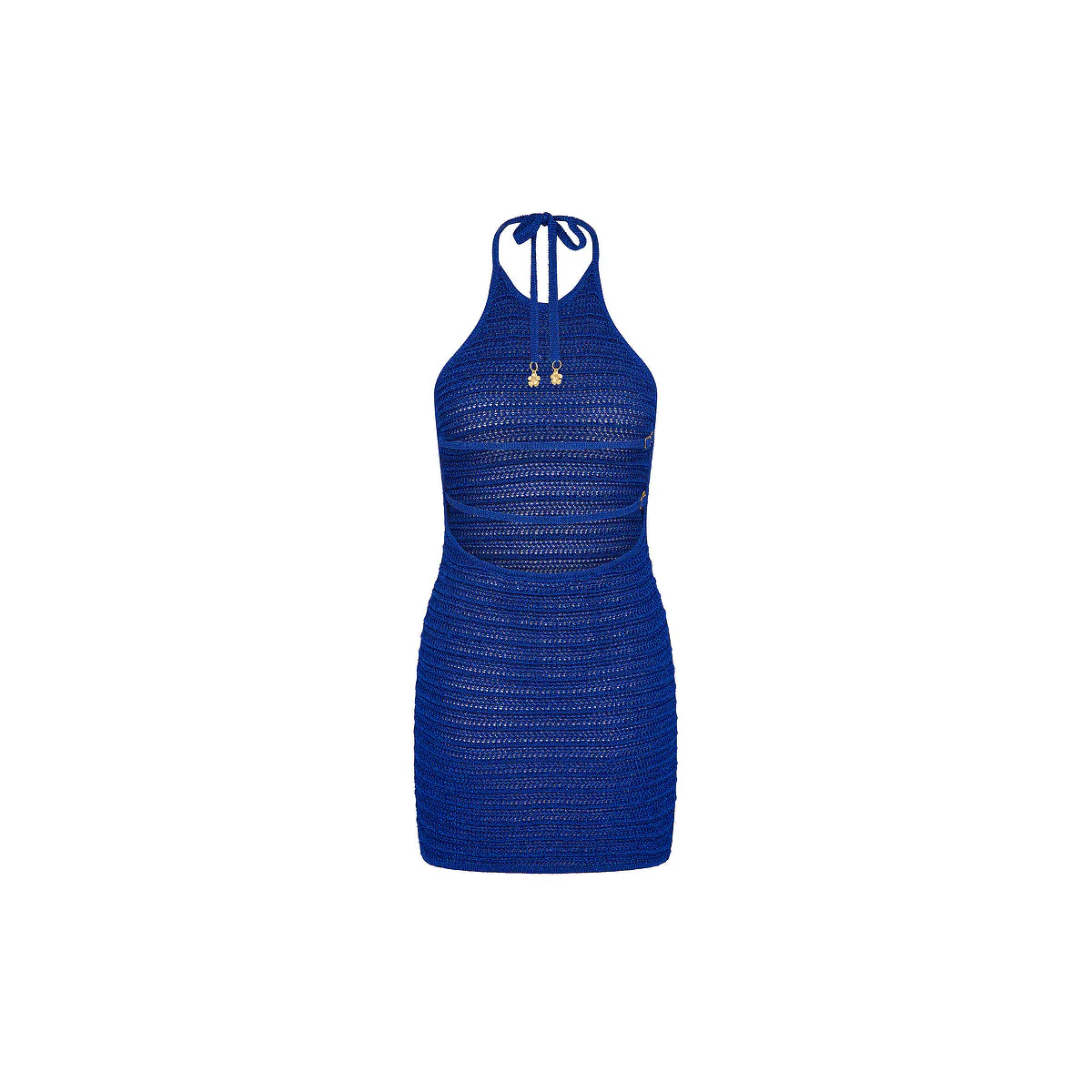 Metallic Knit Halter Mini Dress - Blue Lagoon - Image 8