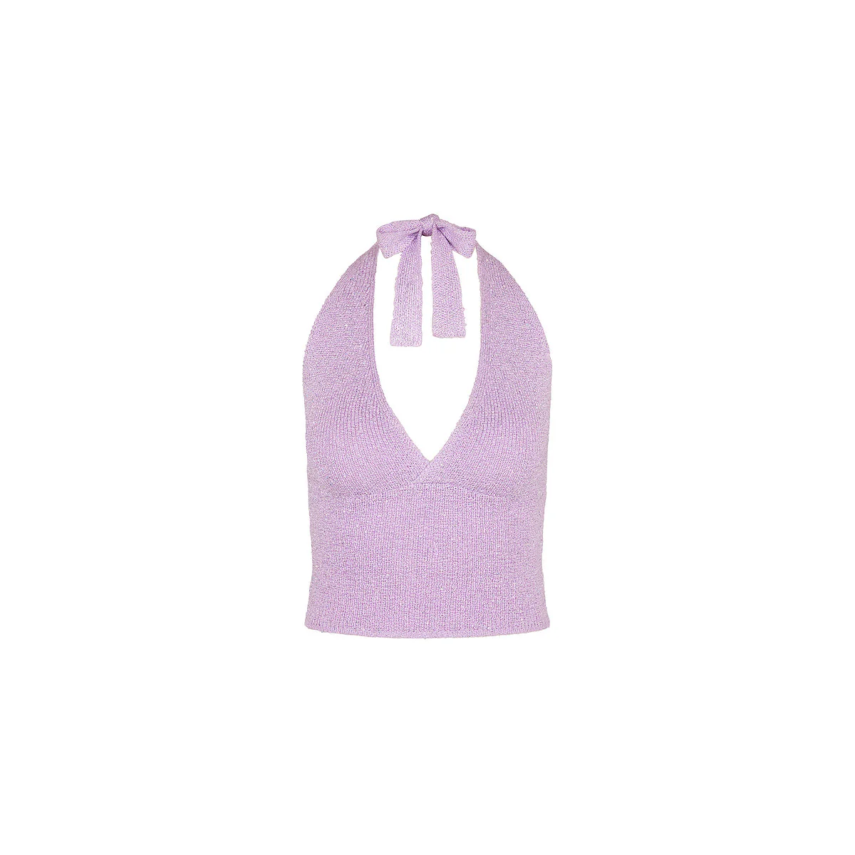 Retro Tie Halter Knit Top - Lilac Glimmer