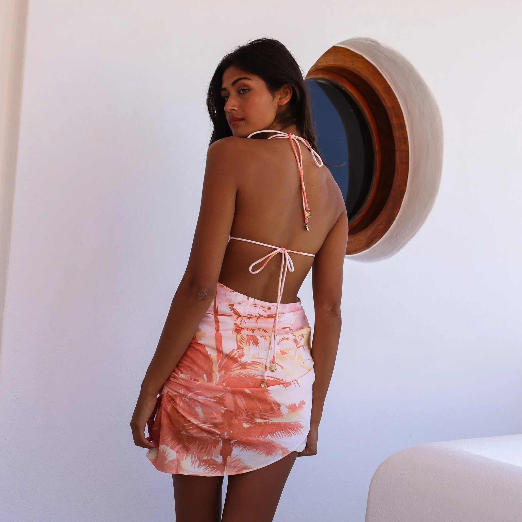 Ruched Side Mini Dress - Wild Skies - Image 3