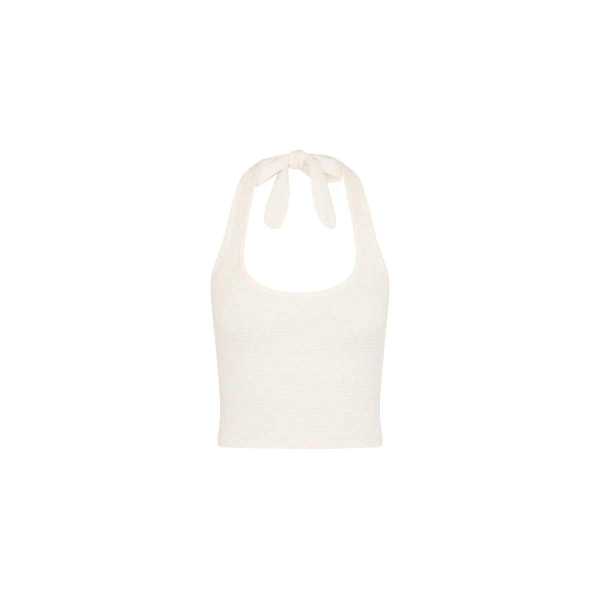 Scoop Knit Halter Tank Top - Whipped White