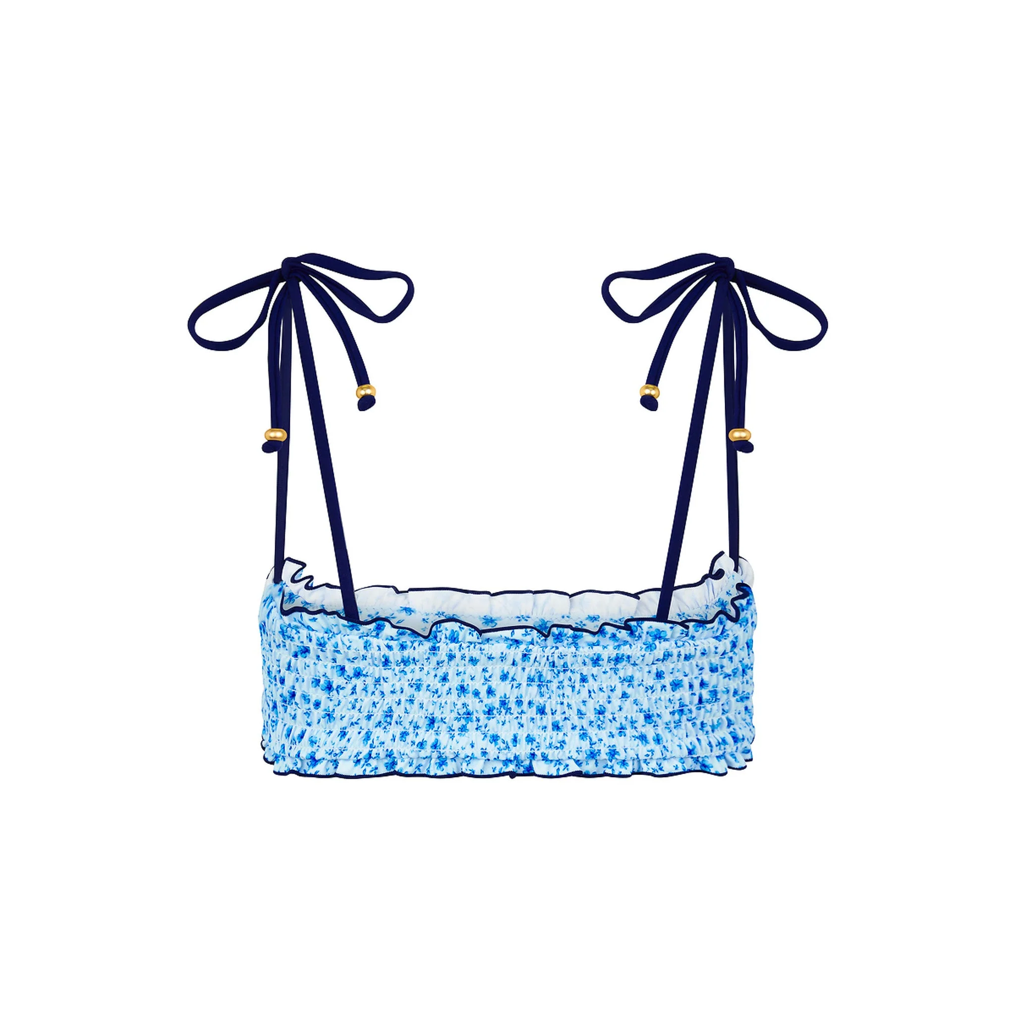 Shirred Crop Tie Bikini Top - Dream Flower - Image 10