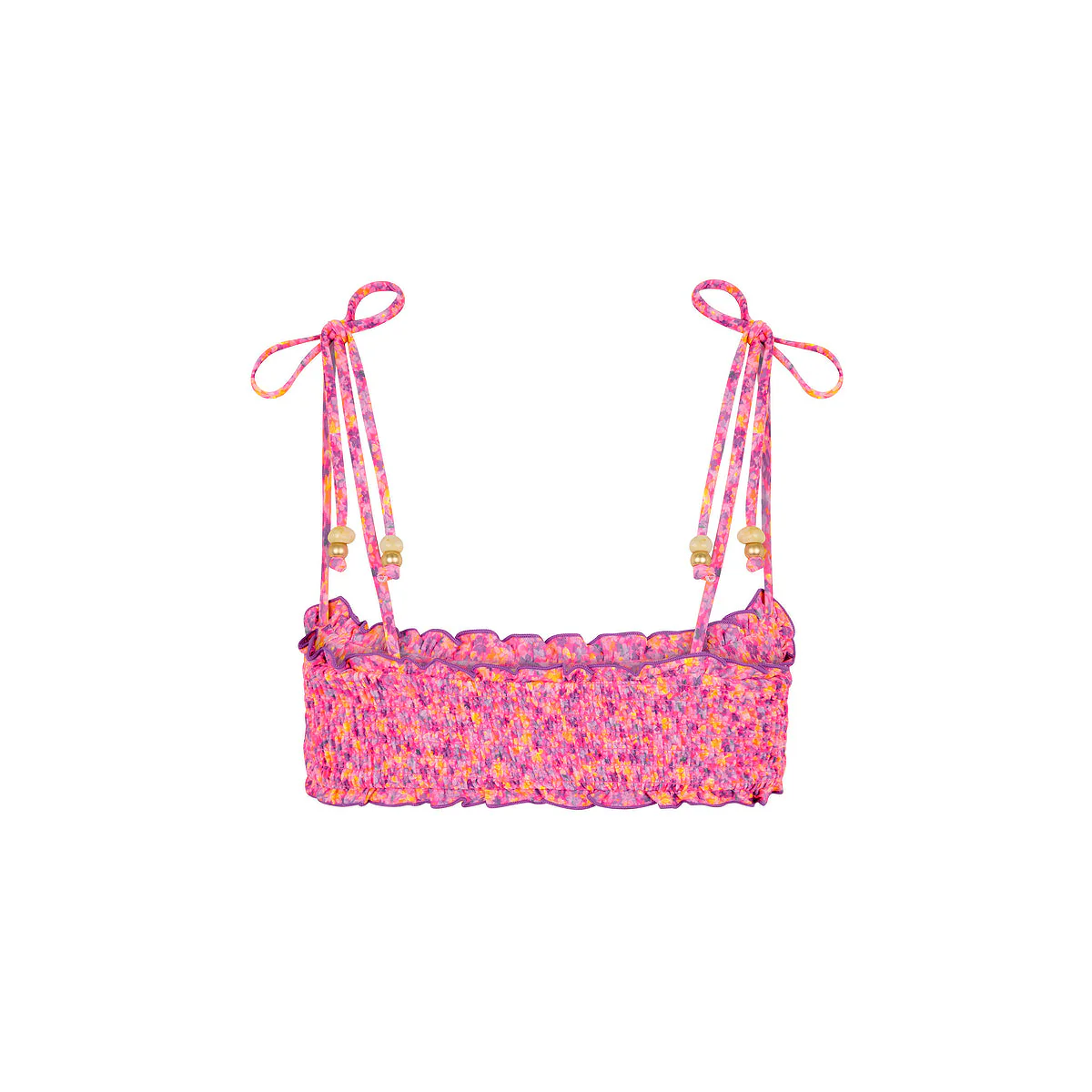 Shirred Crop Tie Bikini Top - Gelato Bloom - Image 11