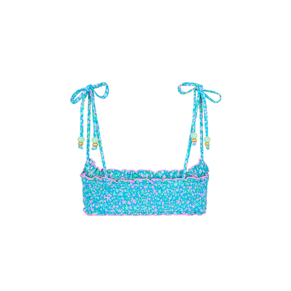 Shirred Crop Tie Bikini Top - Ocean Kisses - Image 9
