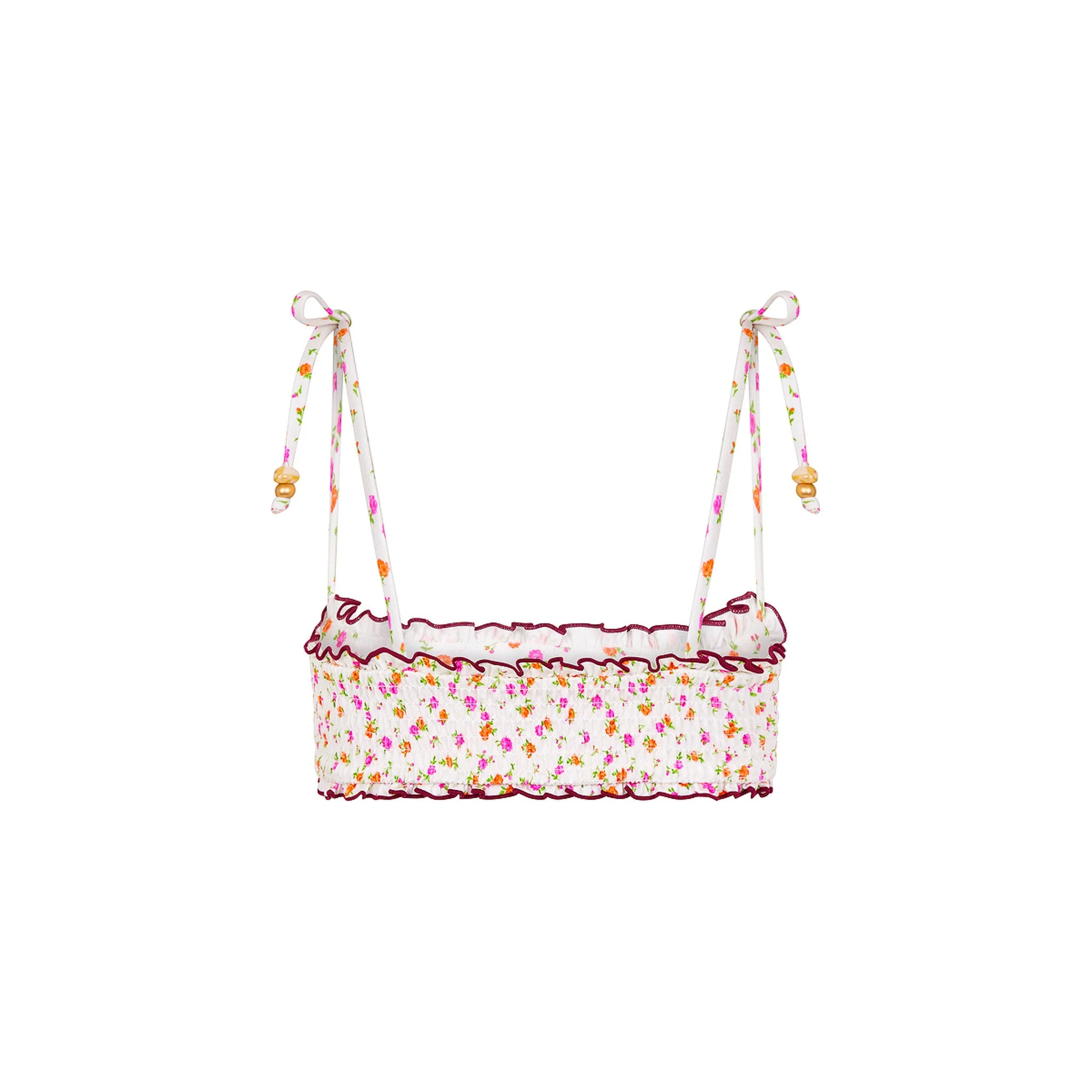 Shirred Crop Tie Bikini Top - Rosie Posie - Image 10