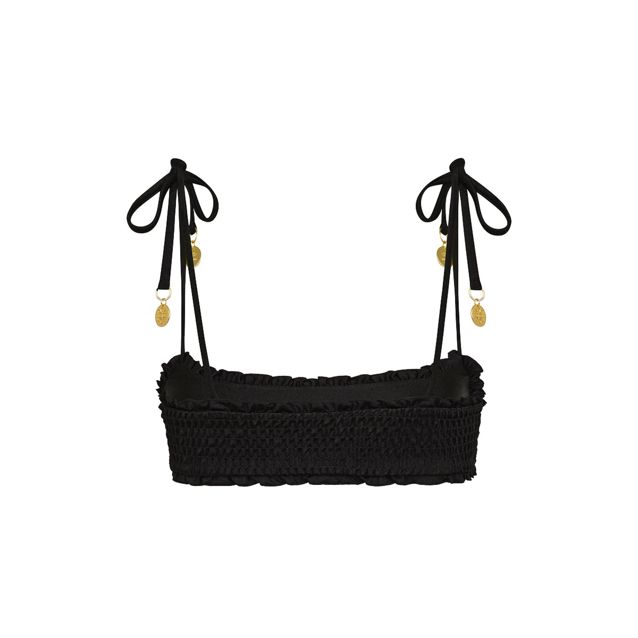 Shirred Crop Tie Bikini Top - Twilight Black - Image 10