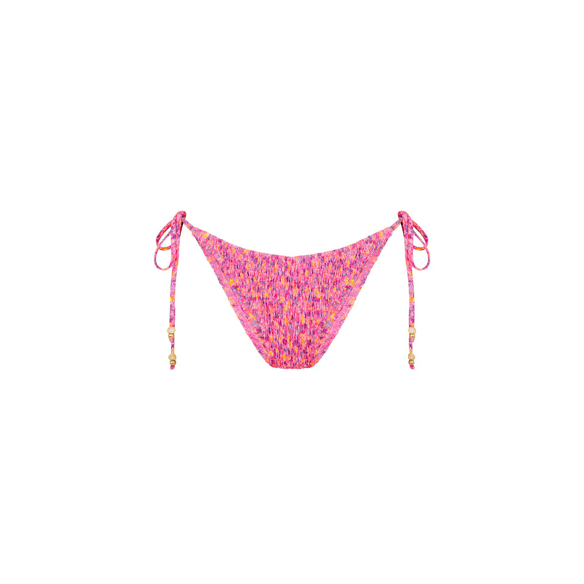 Shirred Dipped Cheeky Tie Bikini Bottom - Gelato Bloom