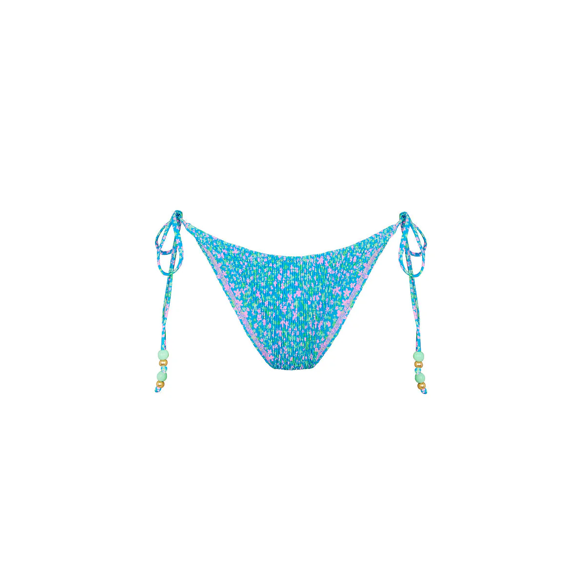 Shirred Dipped Cheeky Tie Bikini Bottom - Ocean Kisses