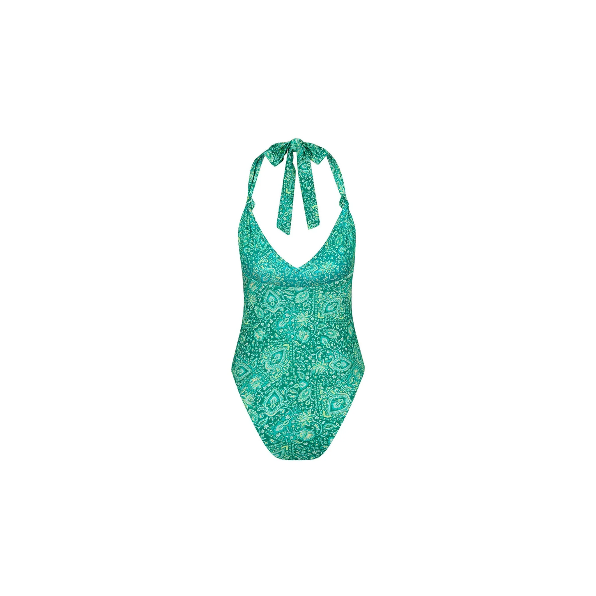 Soft Knot Halter One Piece - Emerald Aura - Image 7