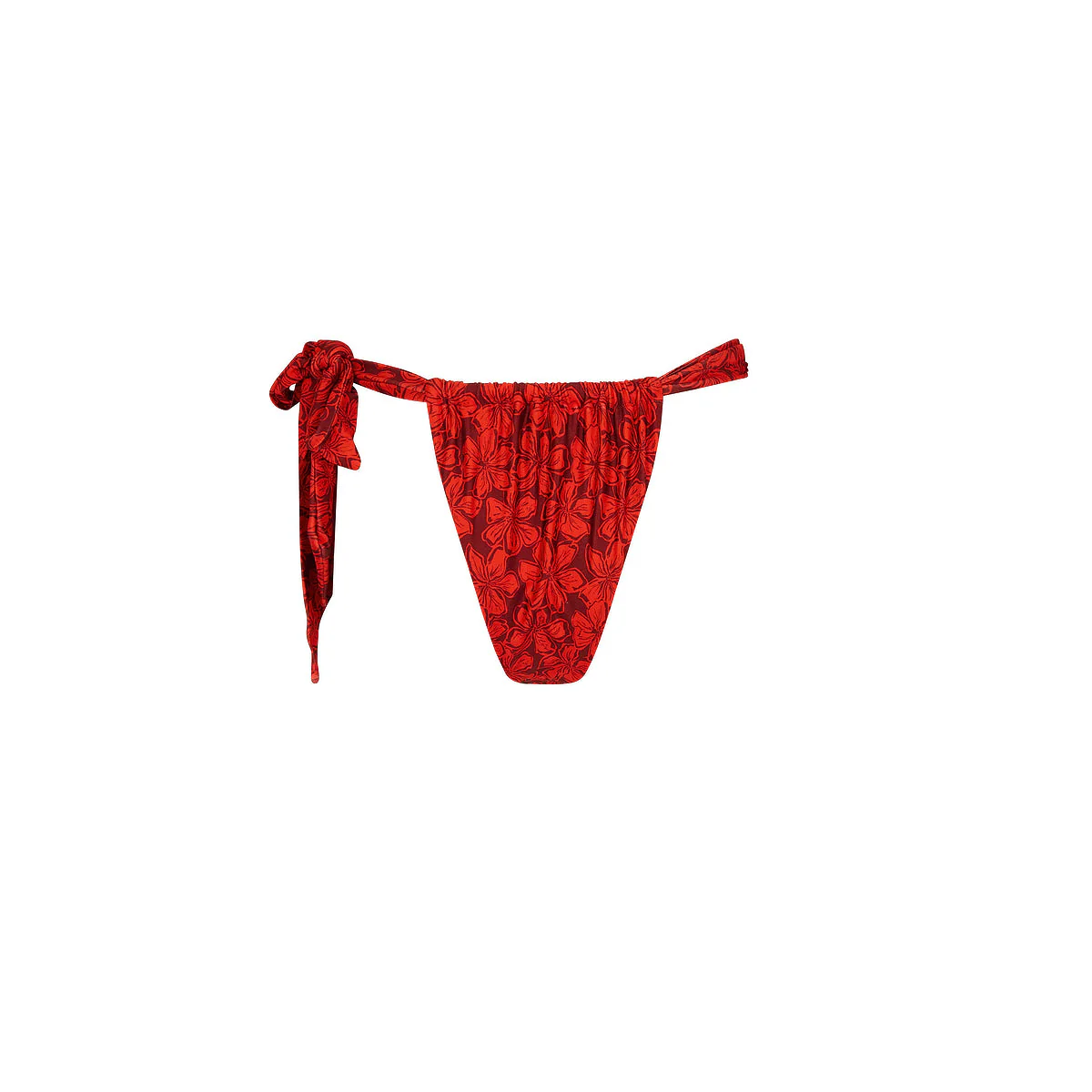 Soft Tie Ruched Thong Bikini Bottom - Sassy Sangria - Image 10