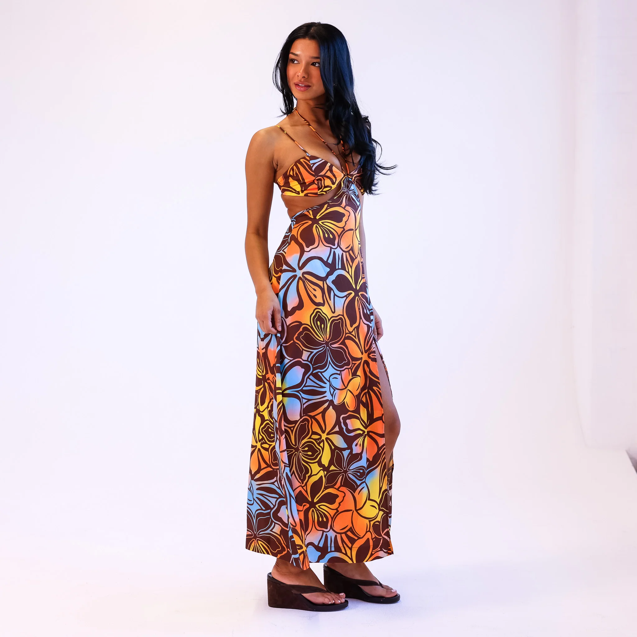Strappy Cut Out Maxi Dress - Frangipani Fizz - Image 6
